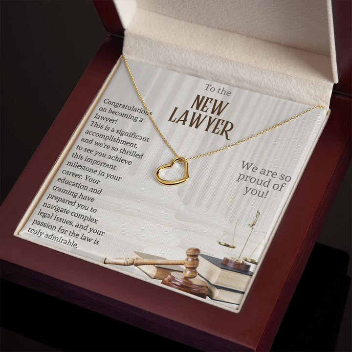 To the New Lawyer | This is a significant accomplishment, and we're so thrilled to see you achieve this important milestone - Delicate Heart Necklace