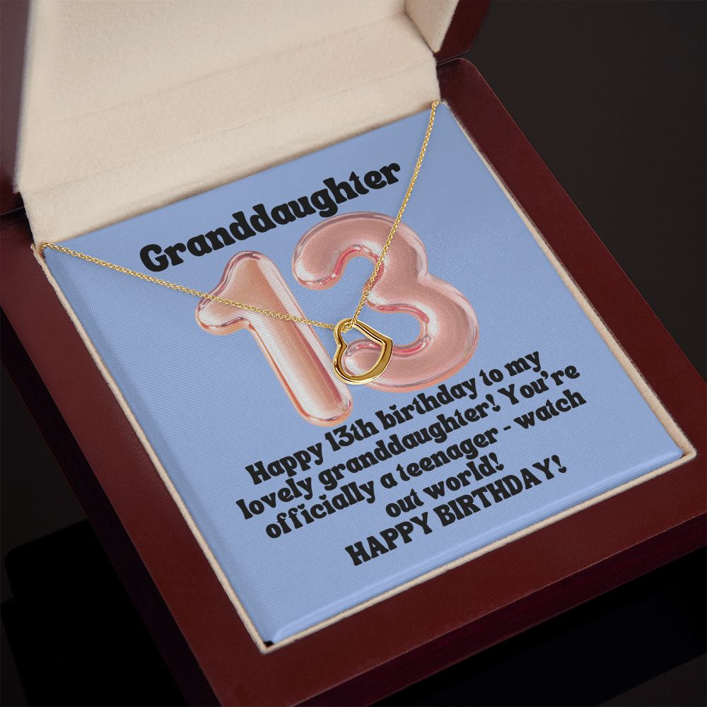 Granddaughter | Happy 13th Birthday to my lovely granddaughter - Delicate Heart Necklace