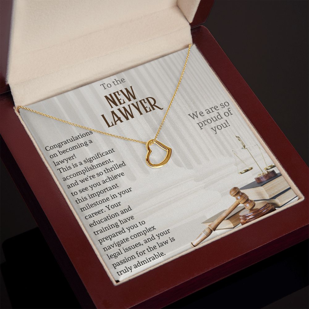 To the New Lawyer | This is a significant accomplishment, and we're so thrilled to see you achieve this important milestone - Delicate Heart Necklace