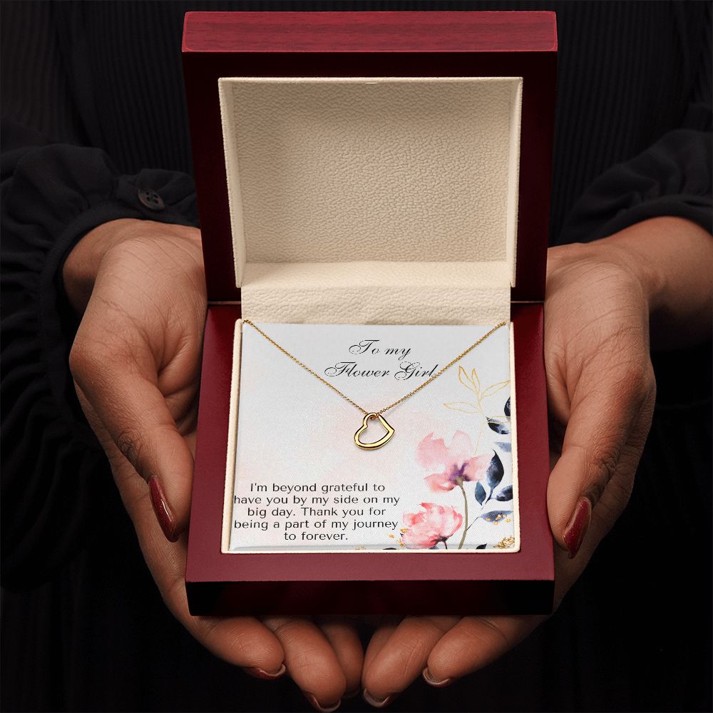 To My Flower Girl | Thank you for being a part of my journey to forever - Delicate Heart Necklace