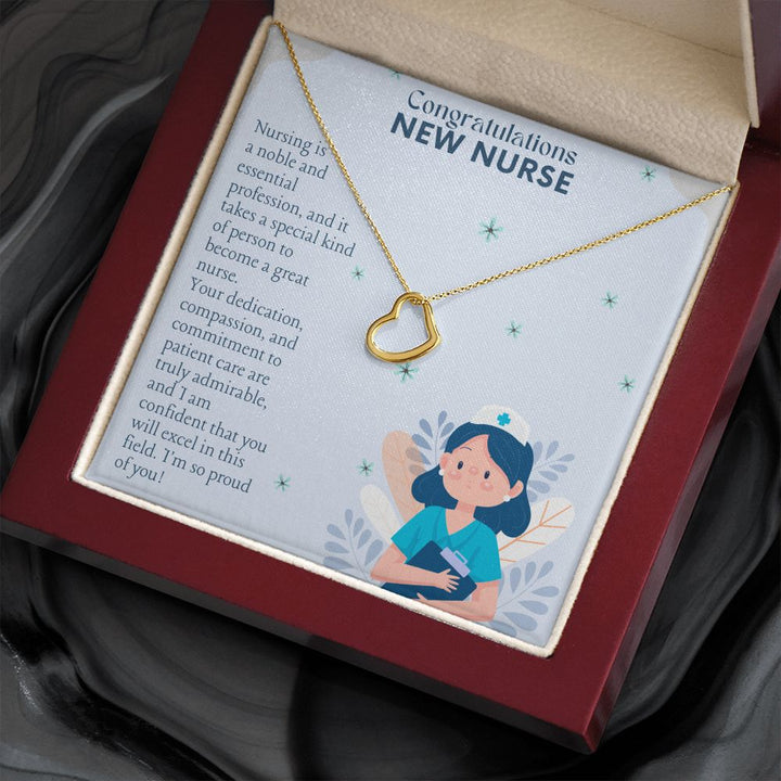 Congratulations New Nurse | I am confident that you will excel in this field - Delicate Heart Necklace