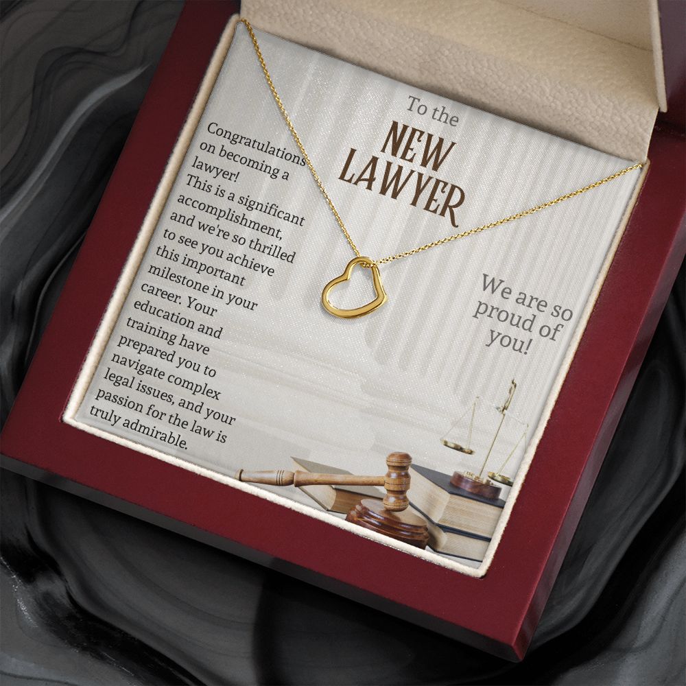 To the New Lawyer | This is a significant accomplishment, and we're so thrilled to see you achieve this important milestone - Delicate Heart Necklace