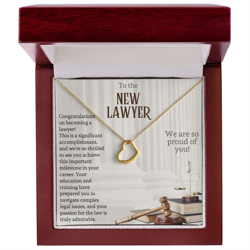 To the New Lawyer | This is a significant accomplishment, and we're so thrilled to see you achieve this important milestone - Delicate Heart Necklace