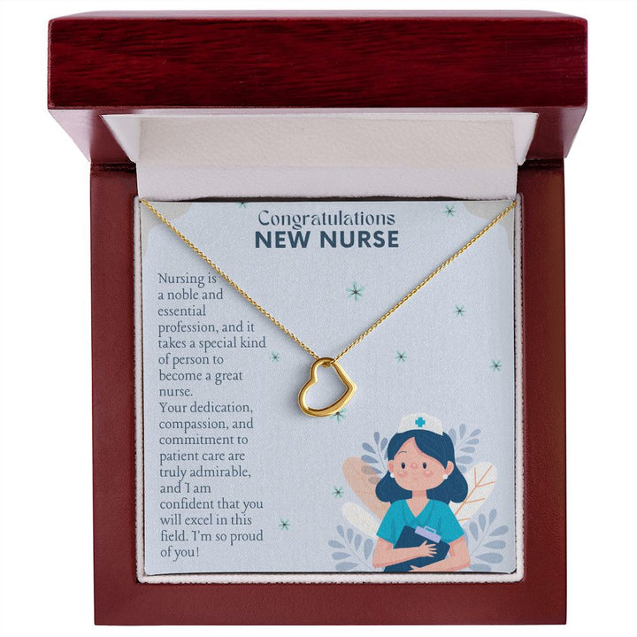 Congratulations New Nurse | I am confident that you will excel in this field - Delicate Heart Necklace