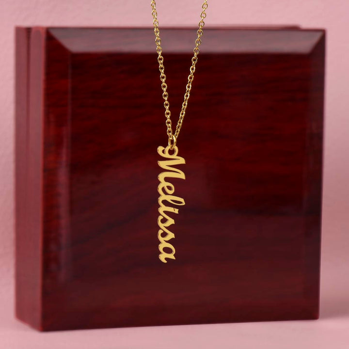 To My Daughter | You are capable of achieving anything you set your mind to, so dream big and work hard to make those dreams come true. - Personalized Vertical Name Necklace