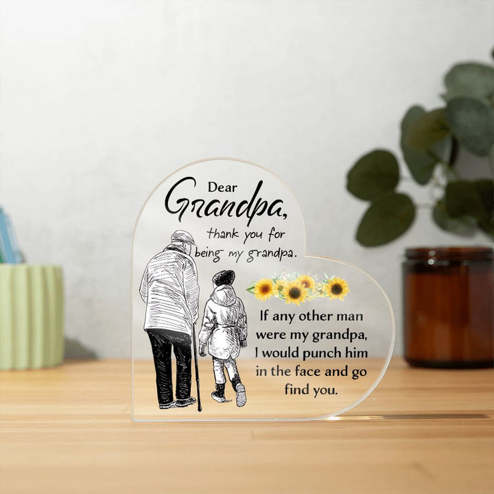 Grandpa | Thank you for being my Grandpa - Printed Heart Shaped Acrylic Plaque