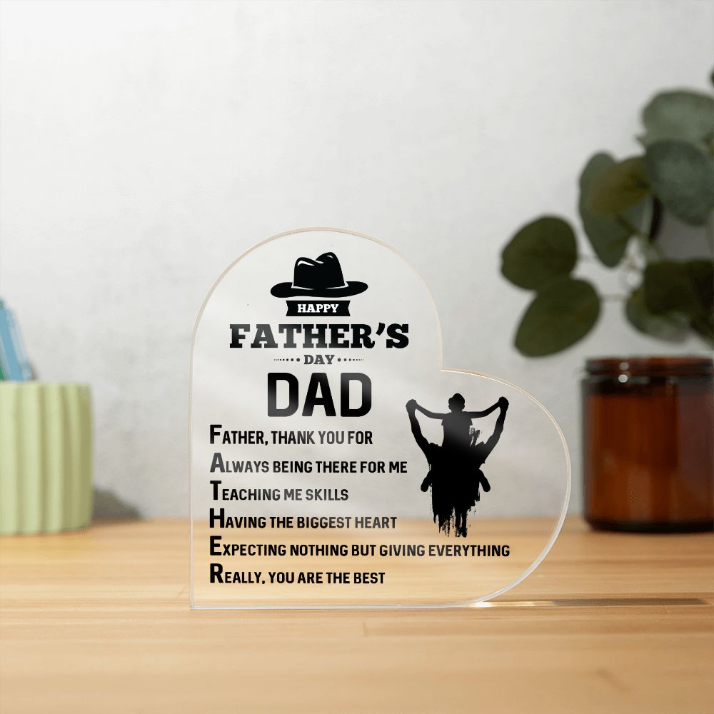 Happy Father's Day Dad | Thank you for being there for Me - Printed Heart Shaped Acrylic Plaque