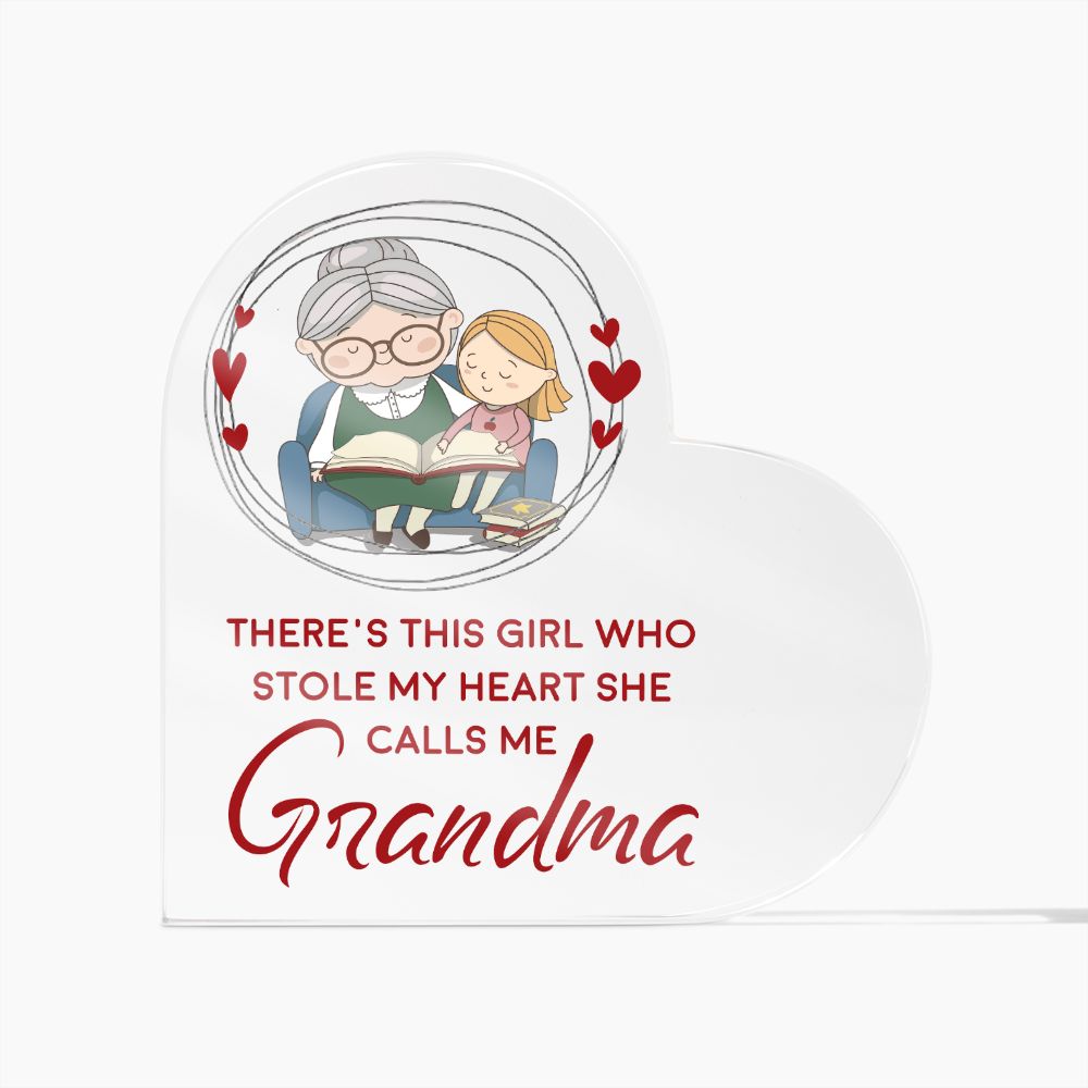 Grandma | There's this girl who stole My Heart She Calls Me - Printed Heart Shaped Acrylic Plaque