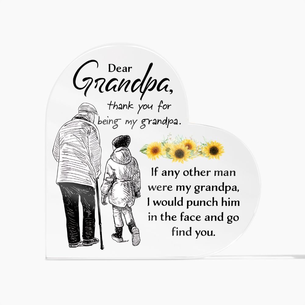 Grandpa | Thank you for being my Grandpa - Printed Heart Shaped Acrylic Plaque