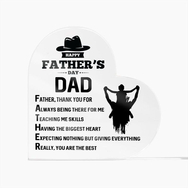 Happy Father's Day Dad | Thank you for being there for Me - Printed Heart Shaped Acrylic Plaque