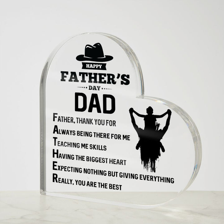 Happy Father's Day Dad | Thank you for being there for Me - Printed Heart Shaped Acrylic Plaque