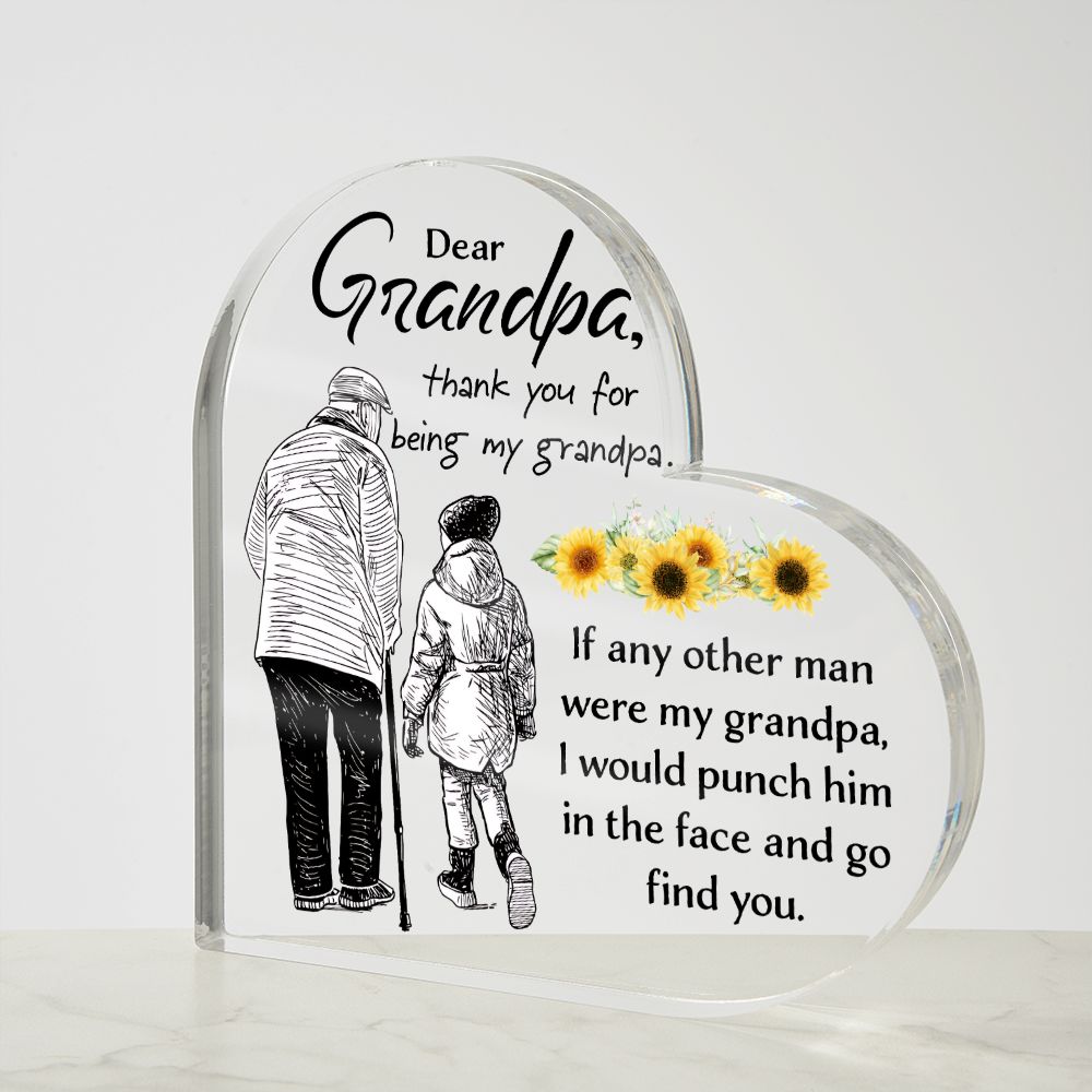 Grandpa | Thank you for being my Grandpa - Printed Heart Shaped Acrylic Plaque