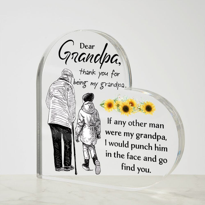 Grandpa | Thank you for being my Grandpa - Printed Heart Shaped Acrylic Plaque