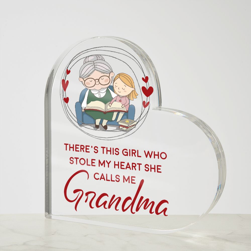 Grandma | There's this girl who stole My Heart She Calls Me - Printed Heart Shaped Acrylic Plaque