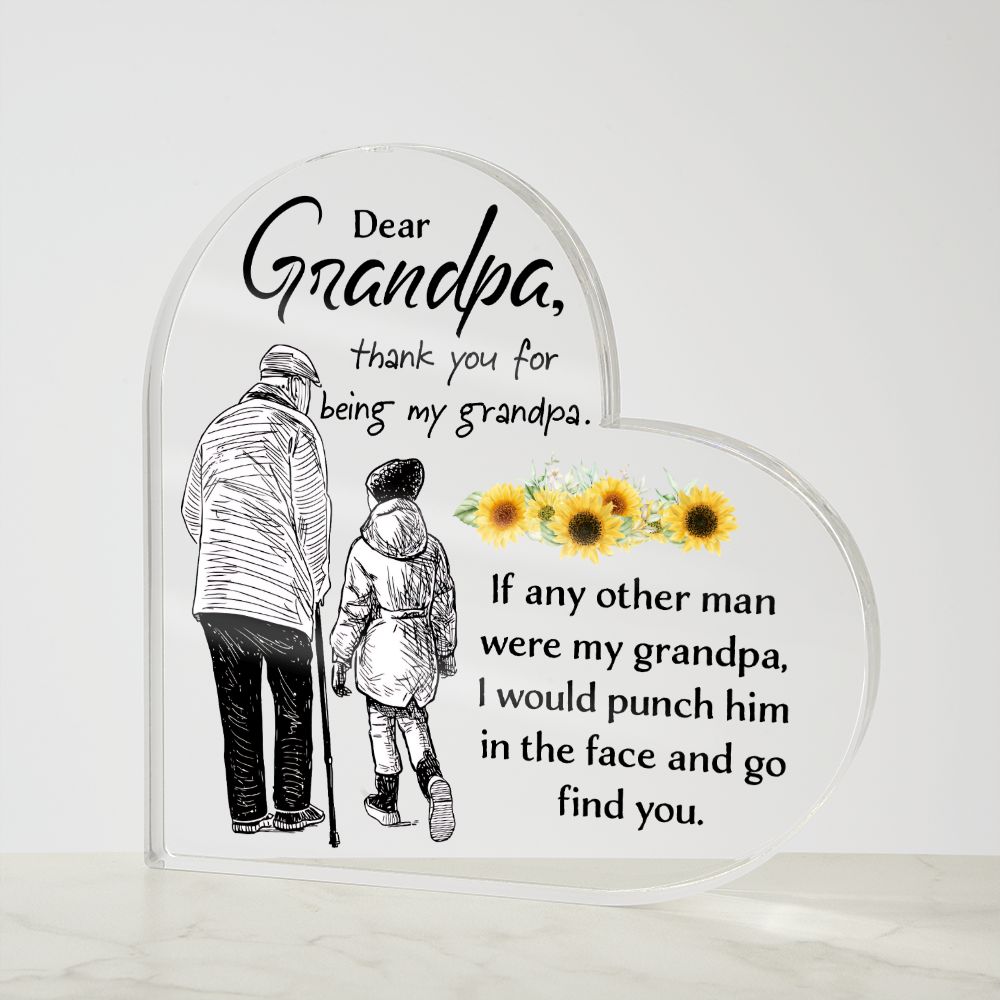 Grandpa | Thank you for being my Grandpa - Printed Heart Shaped Acrylic Plaque