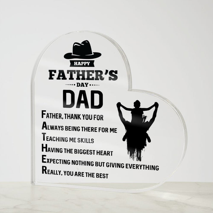 Happy Father's Day Dad | Thank you for being there for Me - Printed Heart Shaped Acrylic Plaque