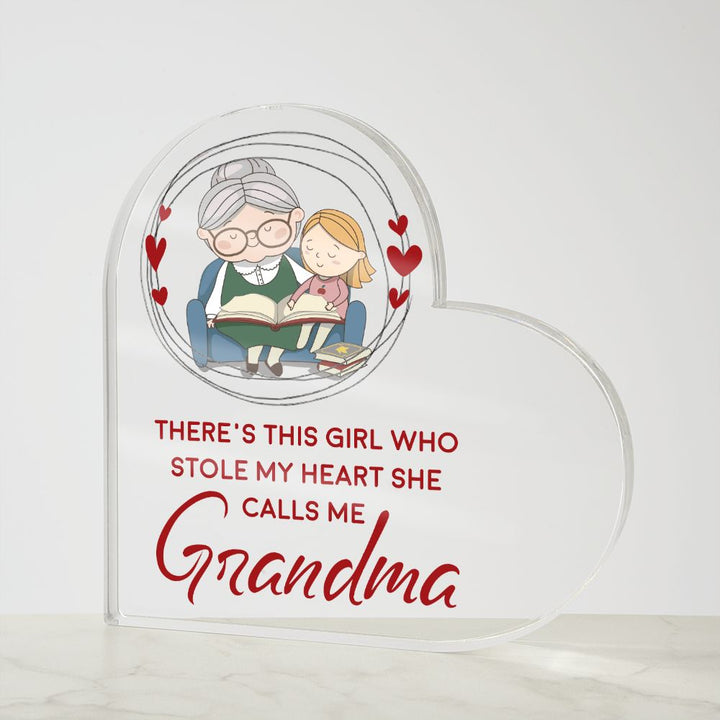 Grandma | There's this girl who stole My Heart She Calls Me - Printed Heart Shaped Acrylic Plaque