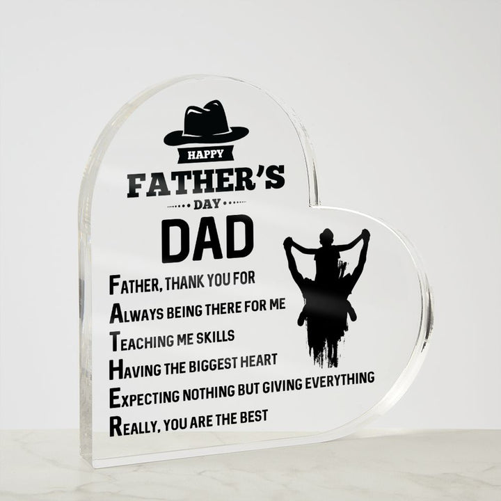 Happy Father's Day Dad | Thank you for being there for Me - Printed Heart Shaped Acrylic Plaque