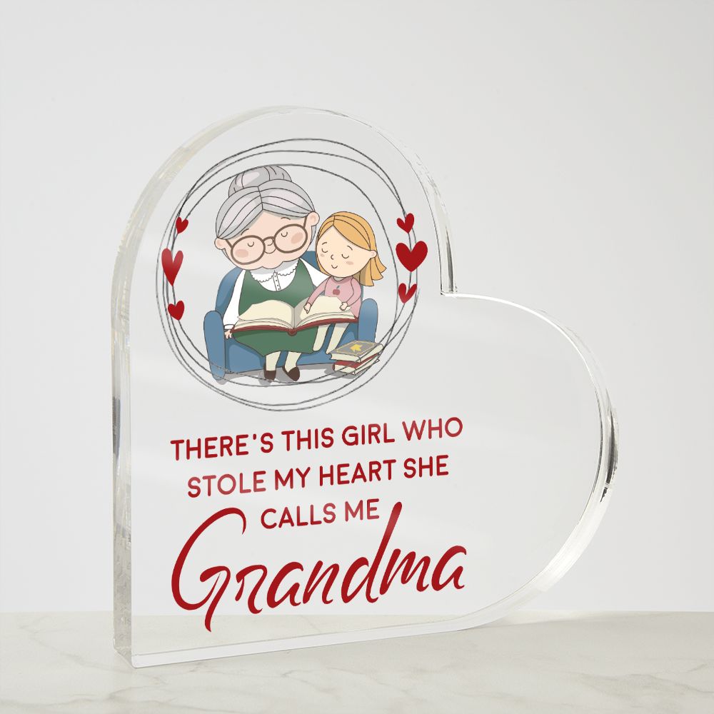 Grandma | There's this girl who stole My Heart She Calls Me - Printed Heart Shaped Acrylic Plaque