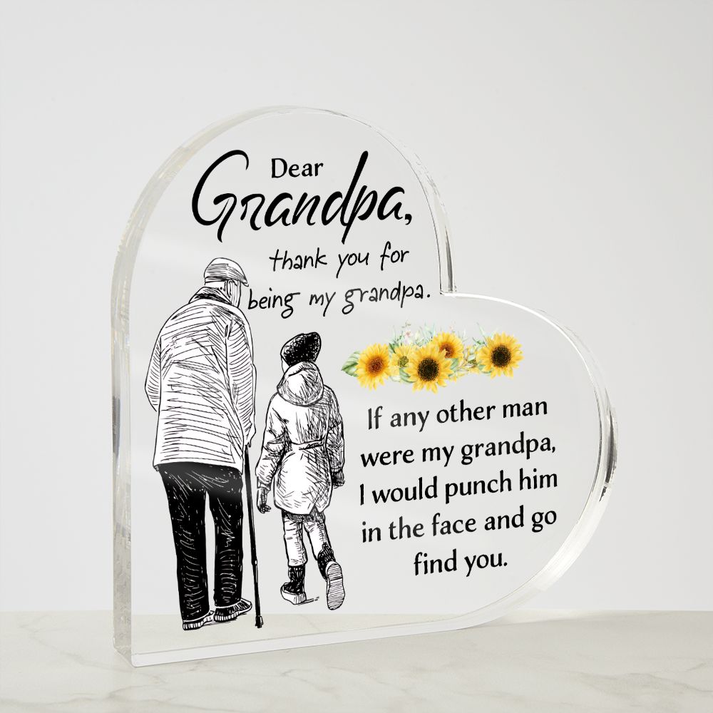 Grandpa | Thank you for being my Grandpa - Printed Heart Shaped Acrylic Plaque