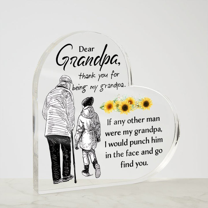 Grandpa | Thank you for being my Grandpa - Printed Heart Shaped Acrylic Plaque