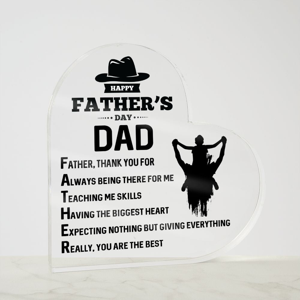 Happy Father's Day Dad | Thank you for being there for Me - Printed Heart Shaped Acrylic Plaque