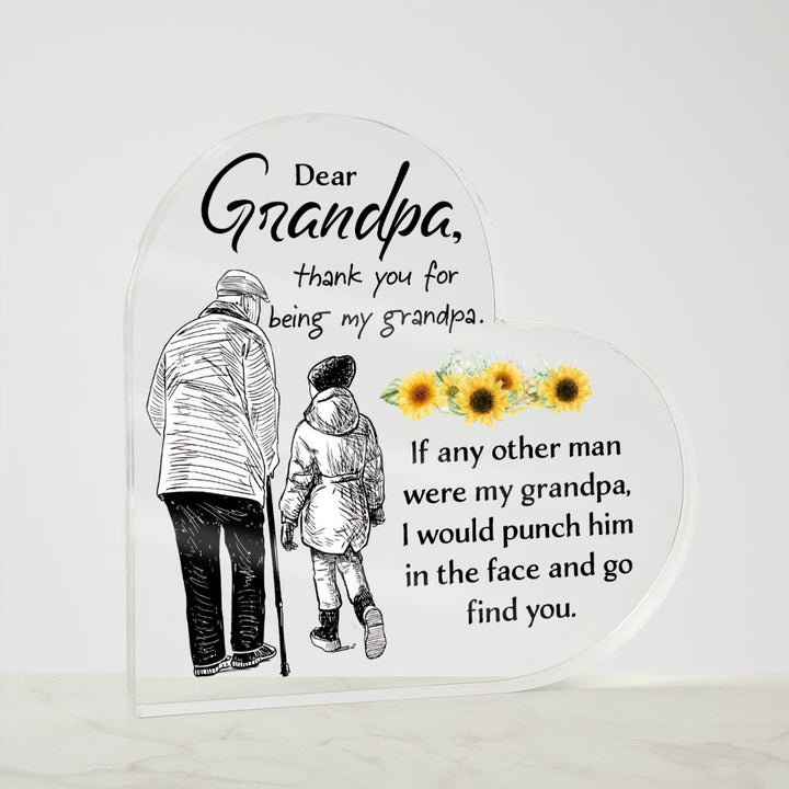 Grandpa | Thank you for being my Grandpa - Printed Heart Shaped Acrylic Plaque