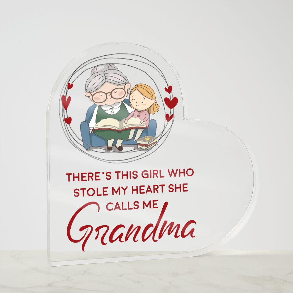 Grandma | There's this girl who stole My Heart She Calls Me - Printed Heart Shaped Acrylic Plaque