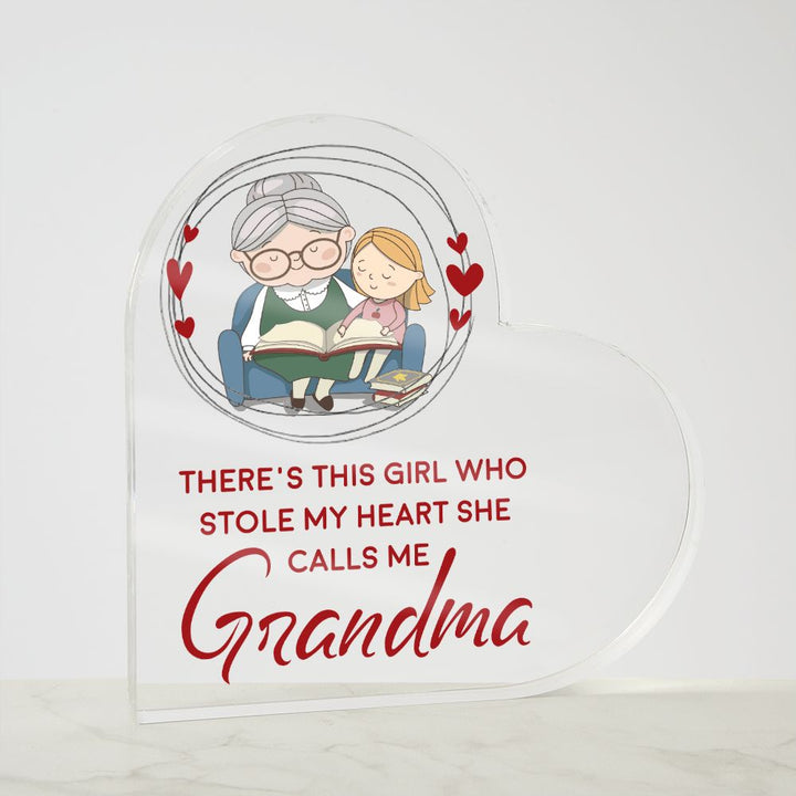 Grandma | There's this girl who stole My Heart She Calls Me - Printed Heart Shaped Acrylic Plaque