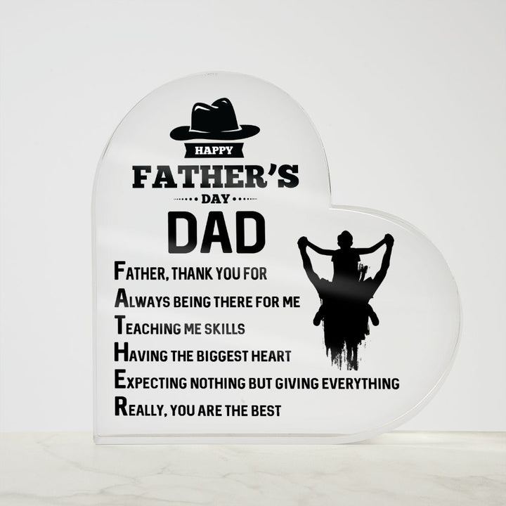 Happy Father's Day Dad | Thank you for being there for Me - Printed Heart Shaped Acrylic Plaque