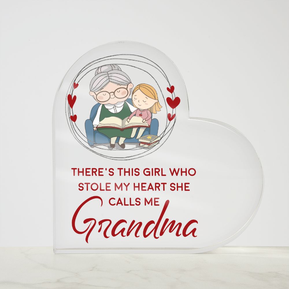 Grandma | There's this girl who stole My Heart She Calls Me - Printed Heart Shaped Acrylic Plaque