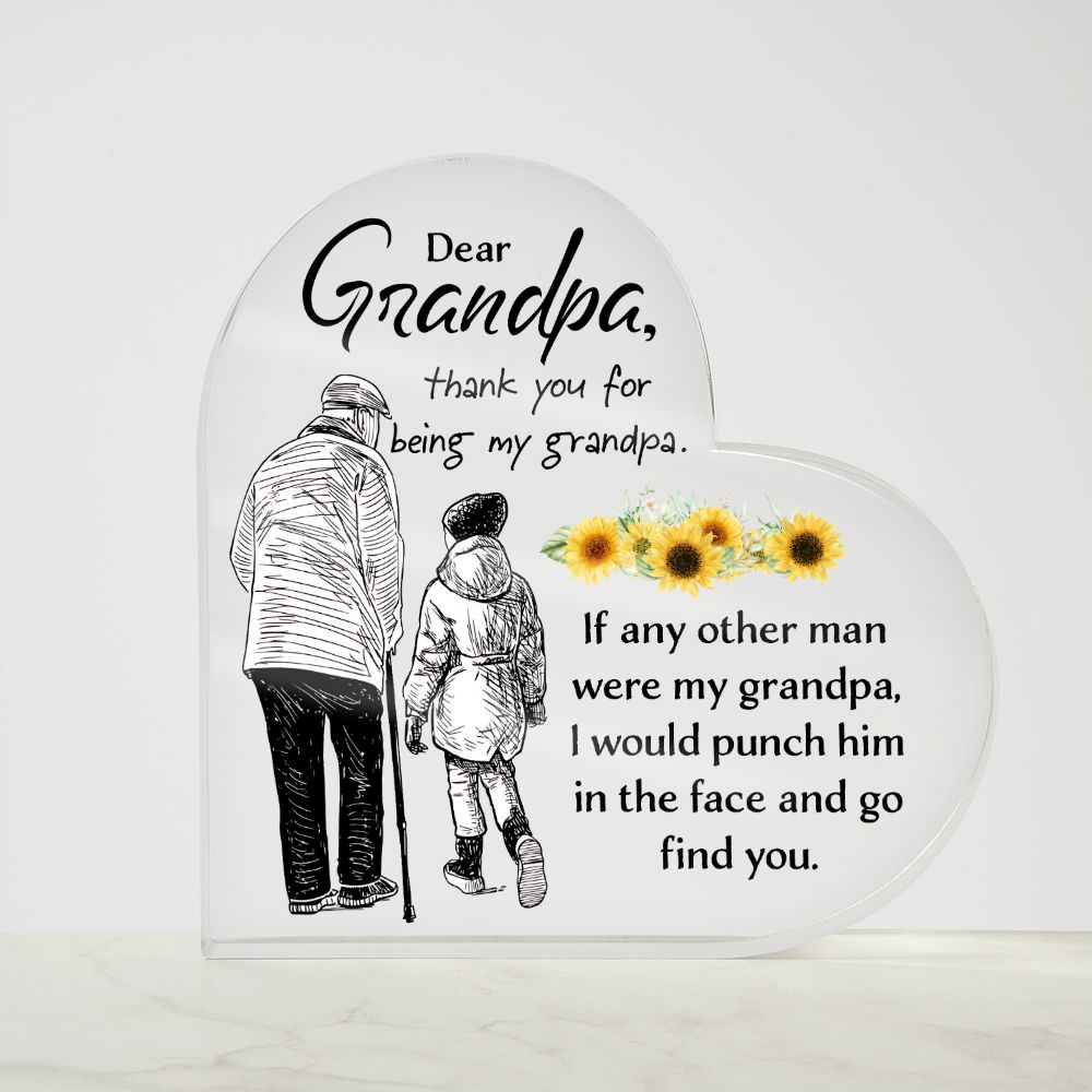 Grandpa | Thank you for being my Grandpa - Printed Heart Shaped Acrylic Plaque