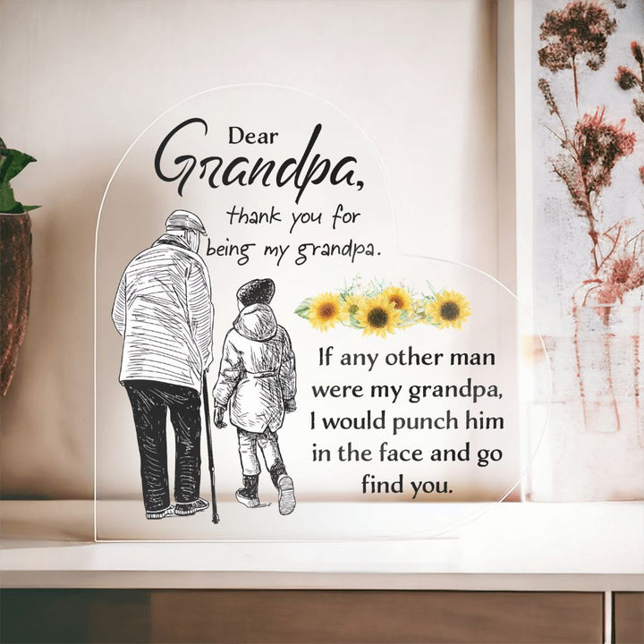 Grandpa | Thank you for being my Grandpa - Printed Heart Shaped Acrylic Plaque