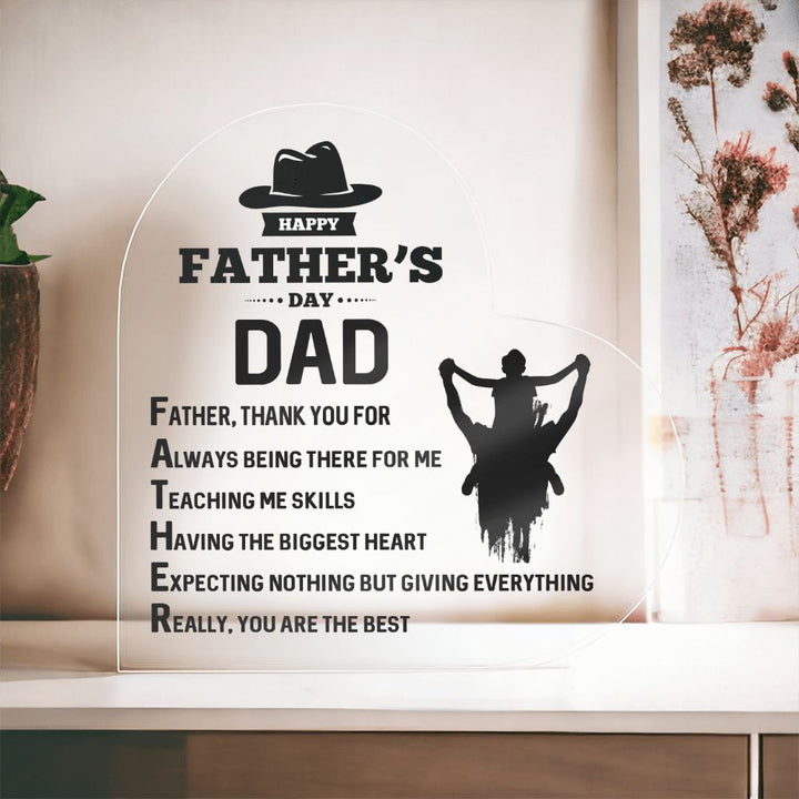 Happy Father's Day Dad | Thank you for being there for Me - Printed Heart Shaped Acrylic Plaque