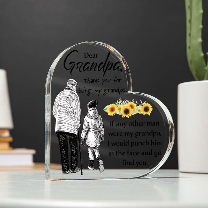 Grandpa | Thank you for being my Grandpa - Printed Heart Shaped Acrylic Plaque