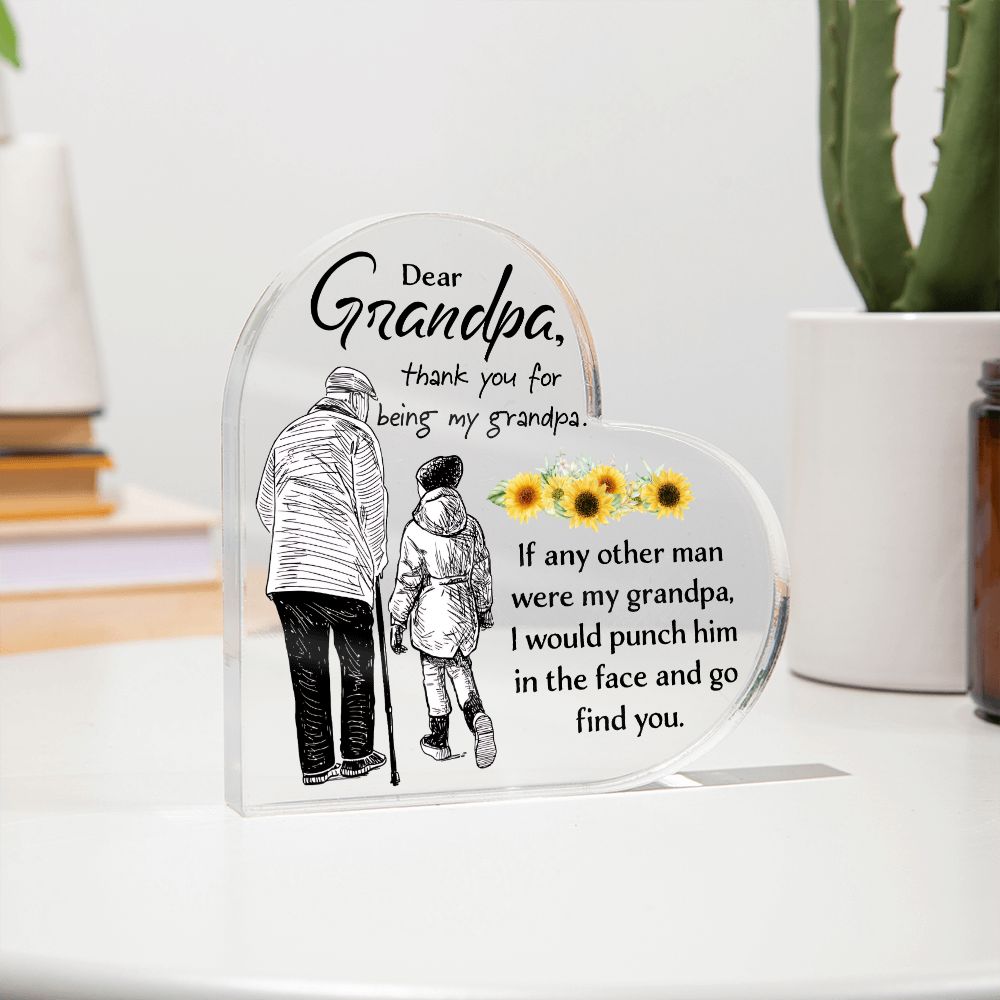 Grandpa | Thank you for being my Grandpa - Printed Heart Shaped Acrylic Plaque