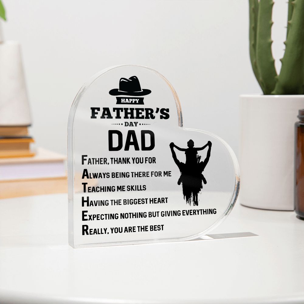 Happy Father's Day Dad | Thank you for being there for Me - Printed Heart Shaped Acrylic Plaque