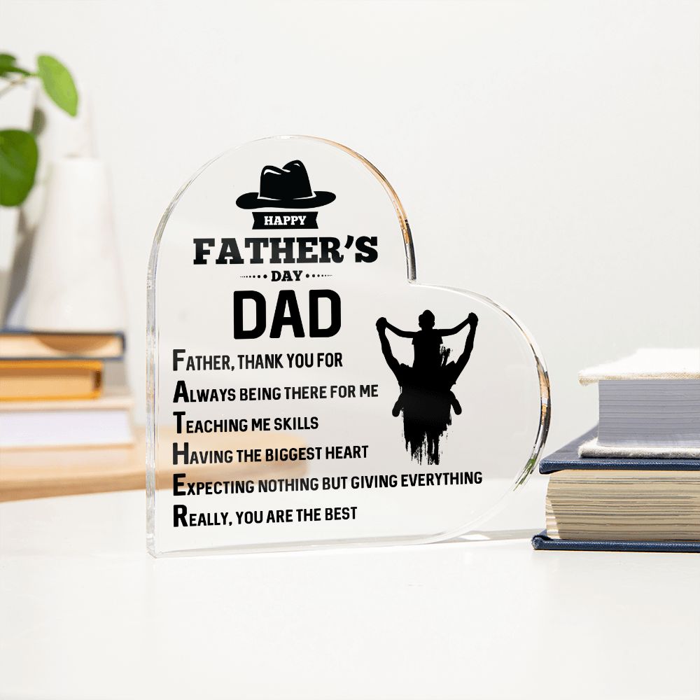 Happy Father's Day Dad | Thank you for being there for Me - Printed Heart Shaped Acrylic Plaque