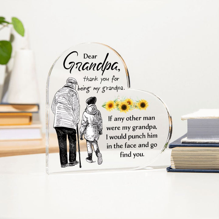 Grandpa | Thank you for being my Grandpa - Printed Heart Shaped Acrylic Plaque