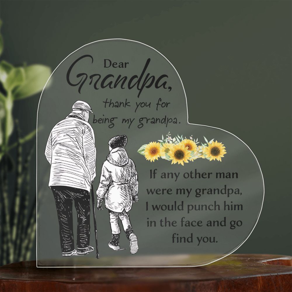 Grandpa | Thank you for being my Grandpa - Printed Heart Shaped Acrylic Plaque