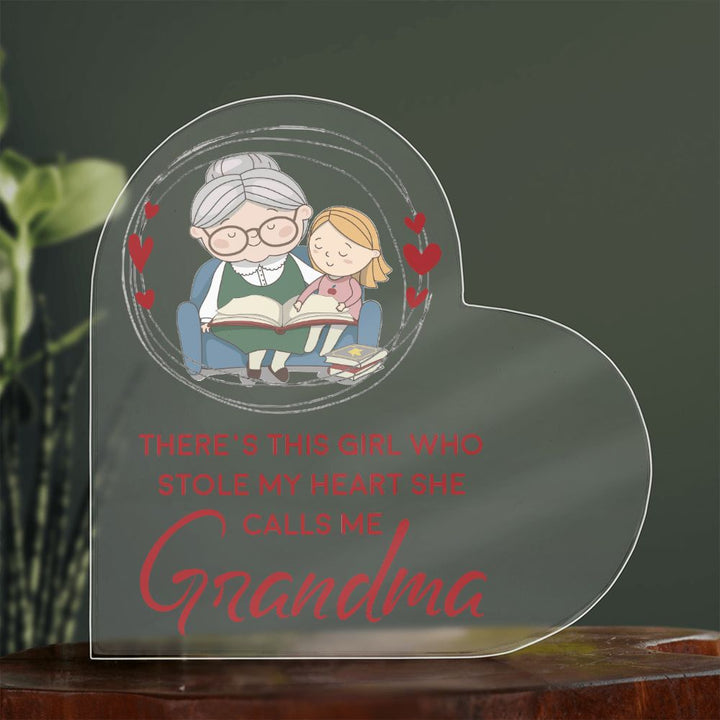 Grandma | There's this girl who stole My Heart She Calls Me - Printed Heart Shaped Acrylic Plaque