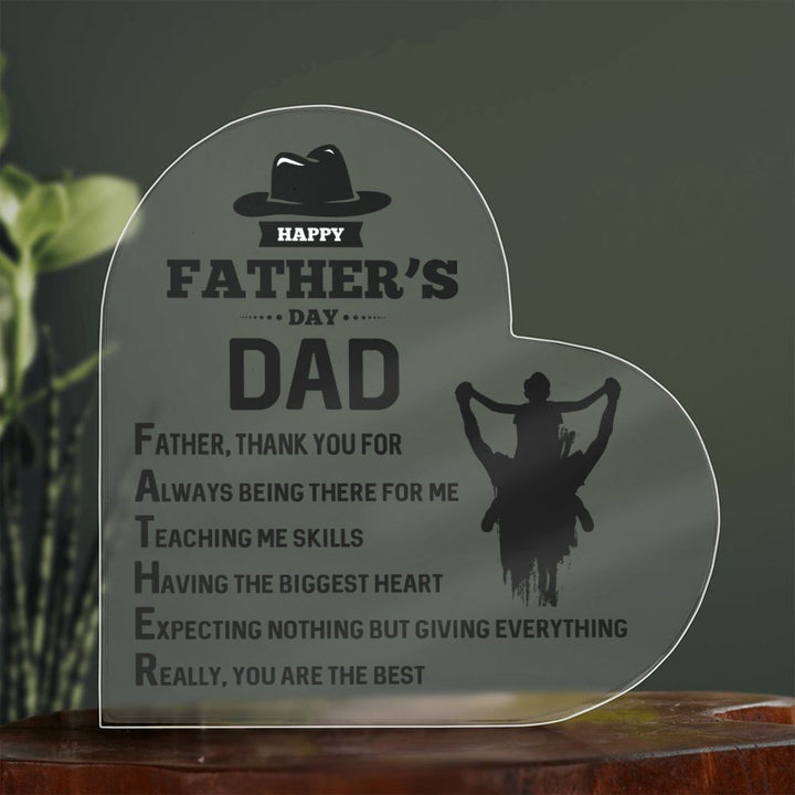 Happy Father's Day Dad | Thank you for being there for Me - Printed Heart Shaped Acrylic Plaque