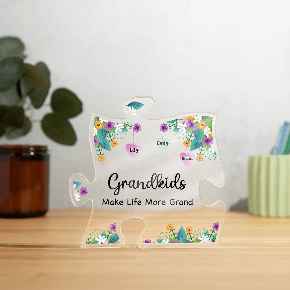 Grandkids | Make Life More Grand - Printed Acrylic Puzzle Plaque