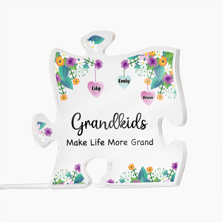 Grandkids | Make Life More Grand - Printed Acrylic Puzzle Plaque