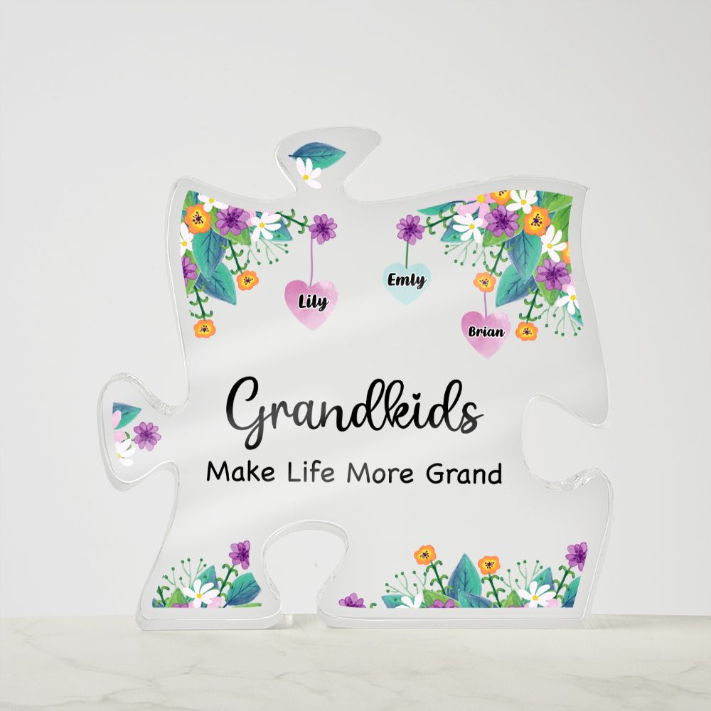 Grandkids | Make Life More Grand - Printed Acrylic Puzzle Plaque