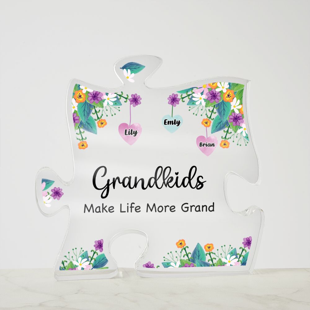 Grandkids | Make Life More Grand - Printed Acrylic Puzzle Plaque