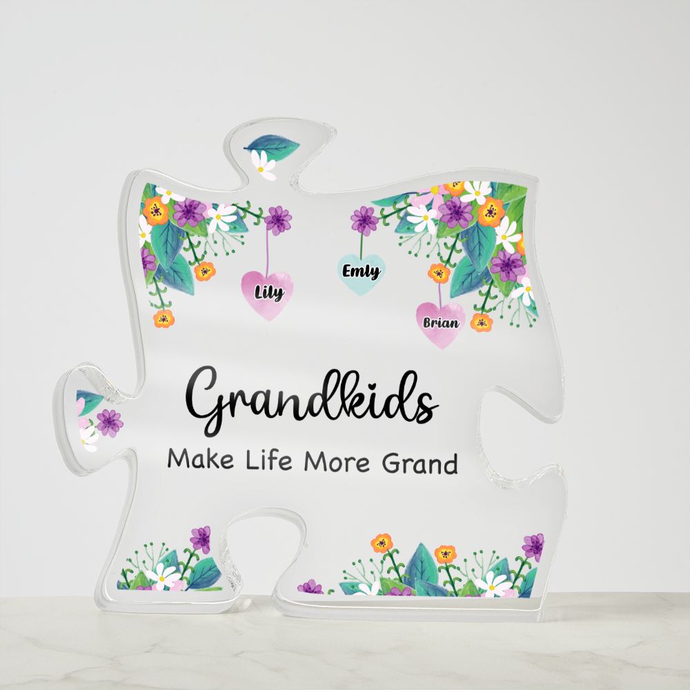 Grandkids | Make Life More Grand - Printed Acrylic Puzzle Plaque