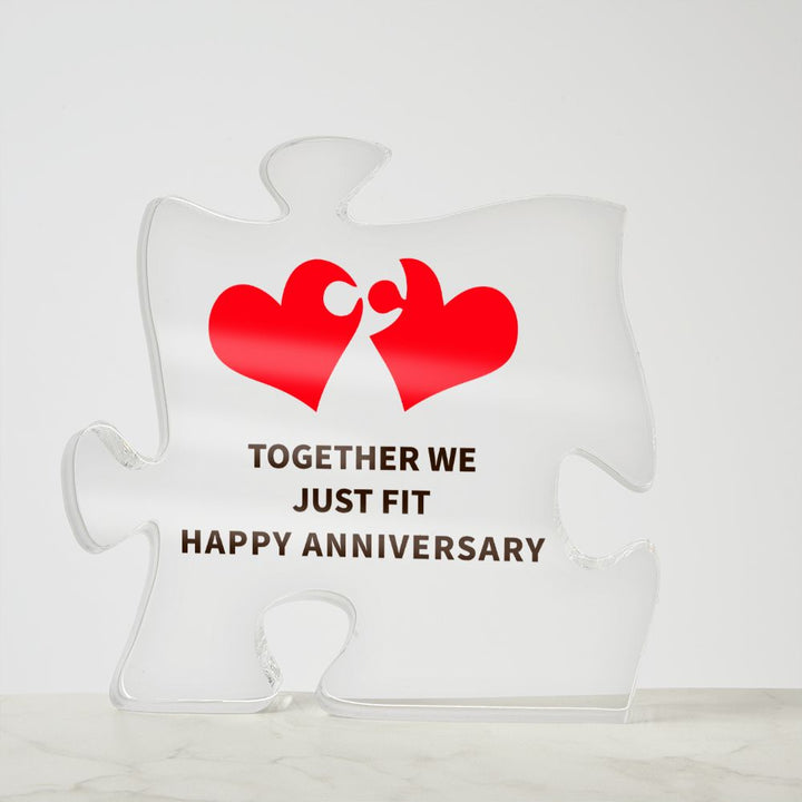 Together We Just Fit Happy Anniversary - Printed Acrylic Puzzle Plaque