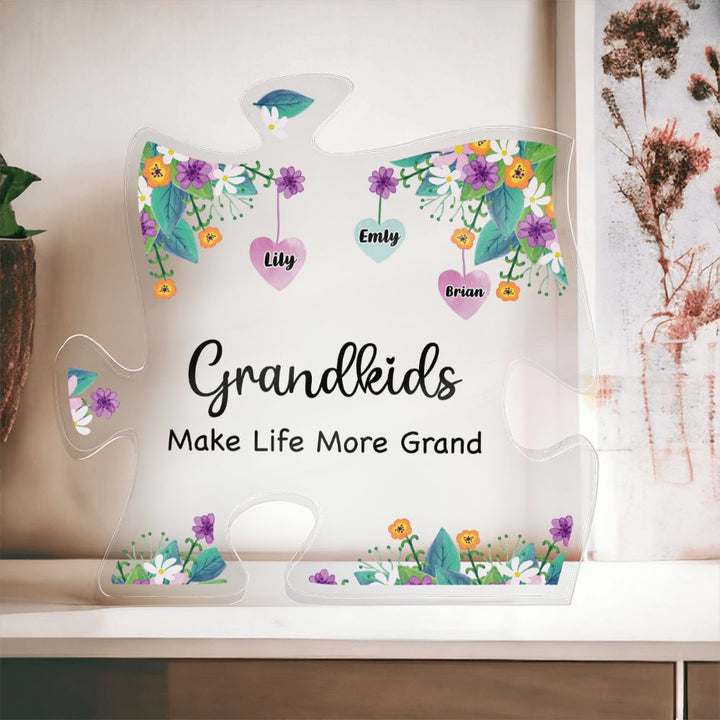 Grandkids | Make Life More Grand - Printed Acrylic Puzzle Plaque