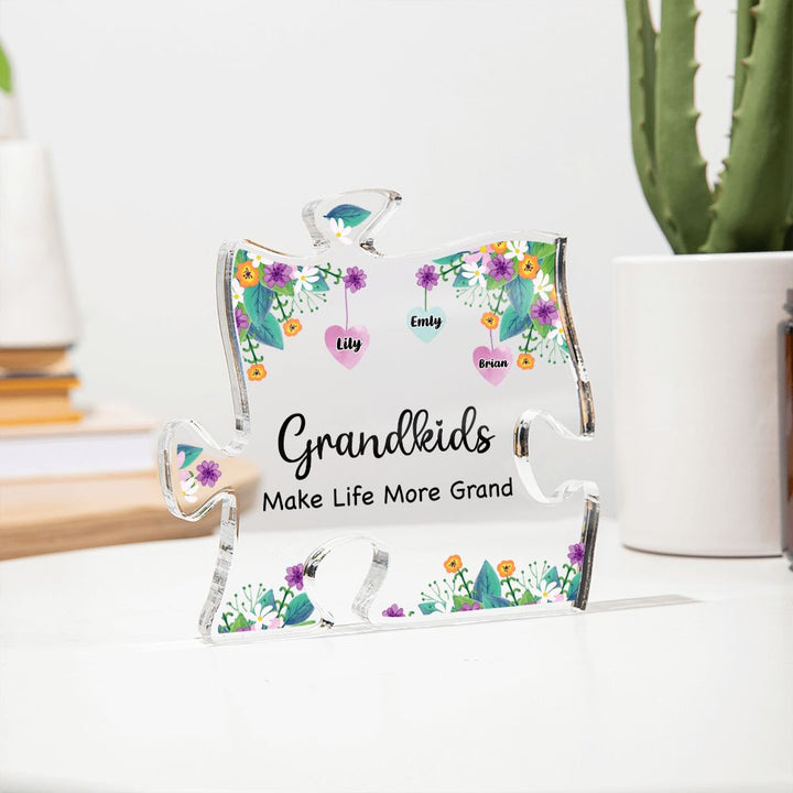 Grandkids | Make Life More Grand - Printed Acrylic Puzzle Plaque